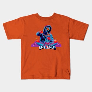 Cat and Cat Dad on a Flying Carpet Kids T-Shirt